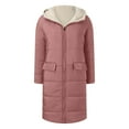 thumbnail image 5 of Dwralegc Long Winter Coats for Women Long Sleeve Thermal Oversized Long Puffer Jacket Winter Fashion Full Zip Fleece Coats Heavyweight Hooded Cardigan with Pockets Pink XL, 5 of 8