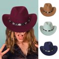 thumbnail image 4 of LZLER Western Cowboy Hat for Men Women Felt Wide Brim Cowgirl Hat with Strap, 4 of 4