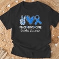 thumbnail image 3 of Peace Love Cure Type 1 Diabetes Awareness T1d Ribbon Blue TShirt, 3 of 6