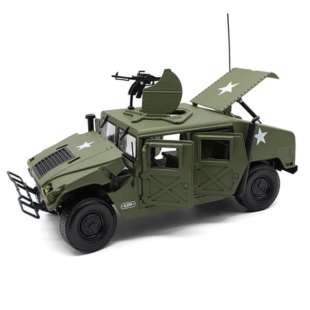 Fisca 1/18 Diecast Military Metal Trucks Model Toys, Kids Metal Army Hummer Cars Toys With With Plastic Machine Gun, Green
