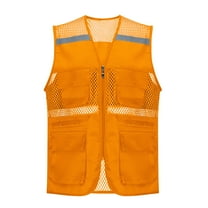 CENGNIAN No Boundaries Women's 4 Pockets Hi-Vis Blue Mesh Safety Vest,Women High Visibility Reflective Vest, Zipper Work Utility PPE Gear For Women,Orange,Size XL