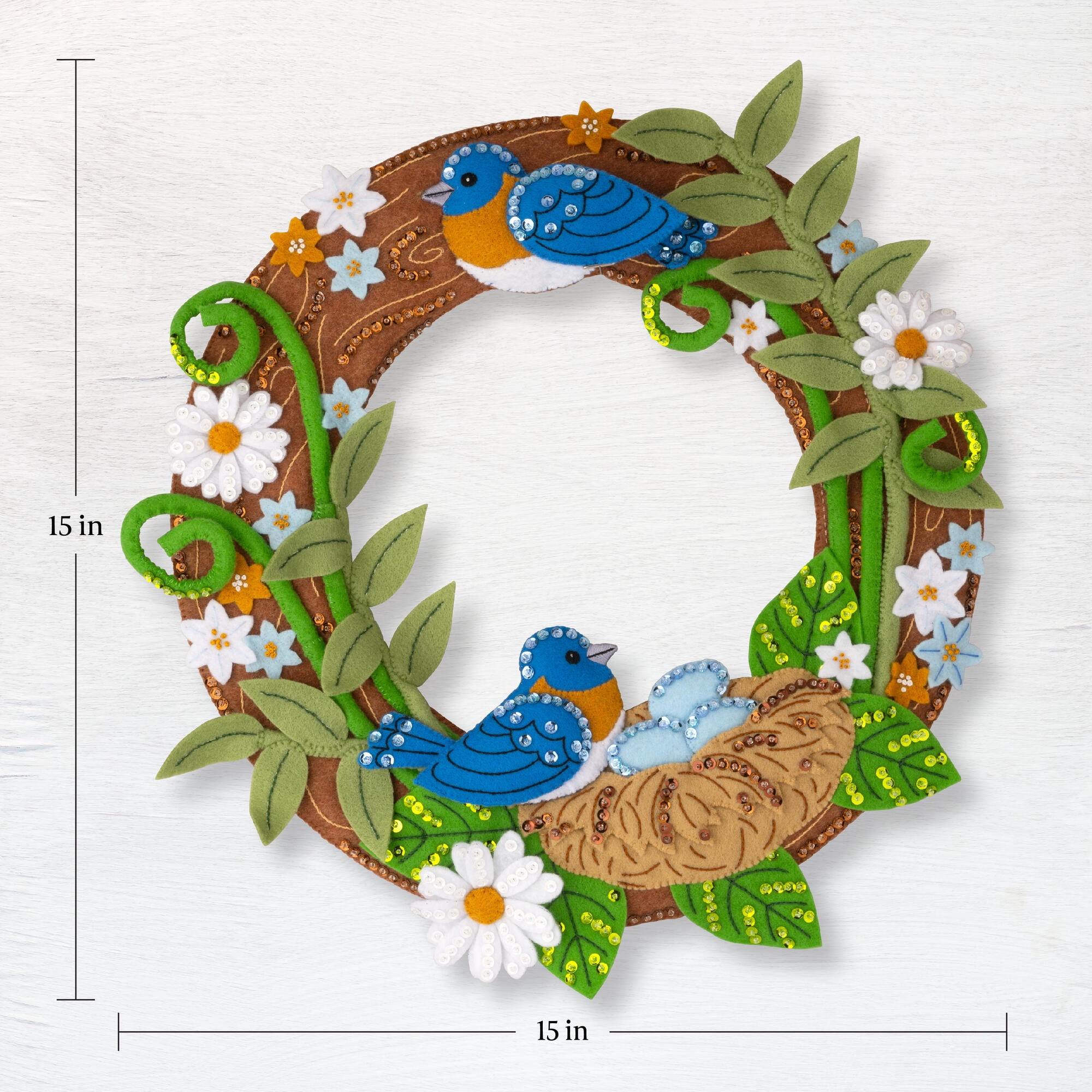 Bucilla Bless This Nest Felt Applique Wreath Kit, 15 x 15 in