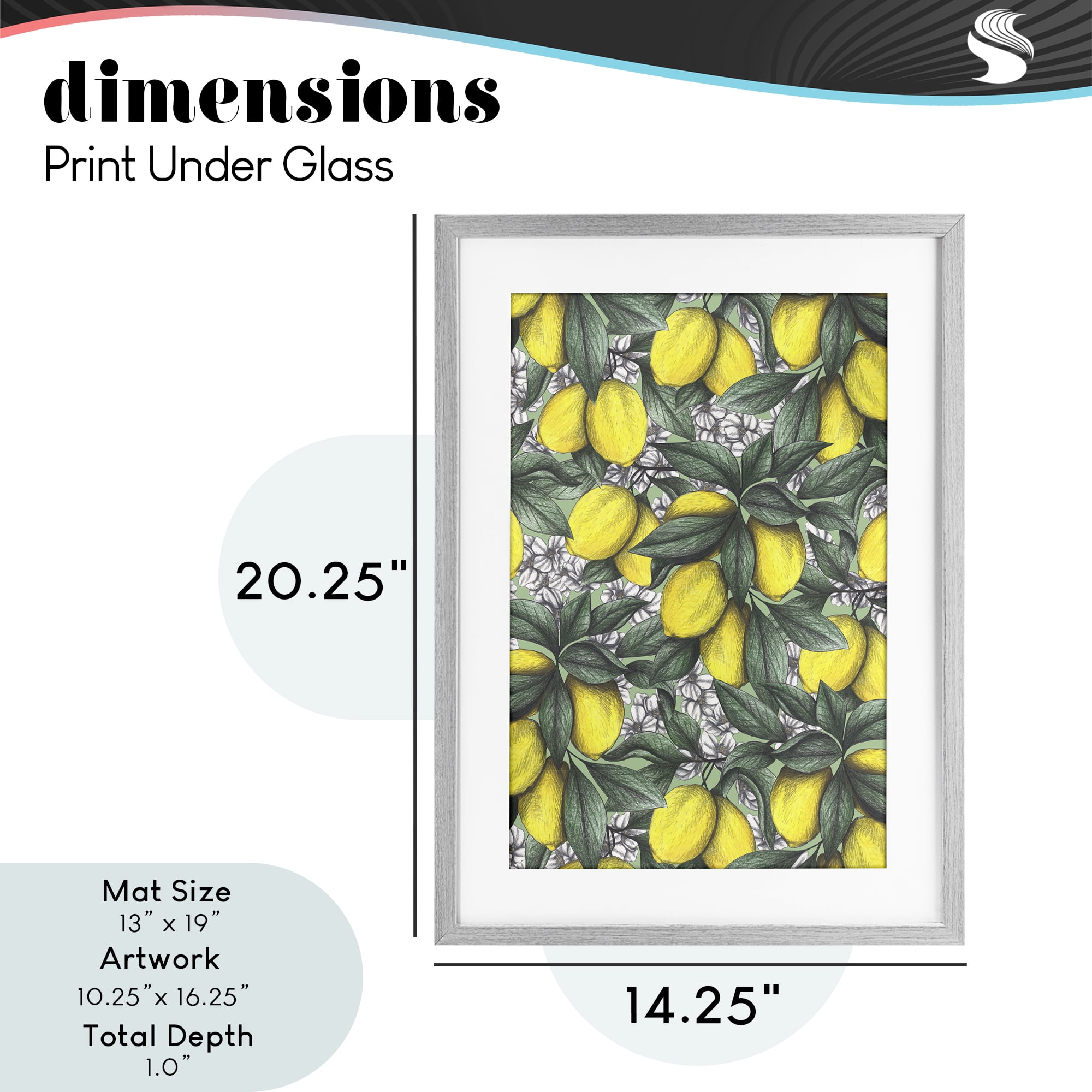 Under The Lemon Tree Gray Framed Print Under Glass, design by Cecilia Battaini