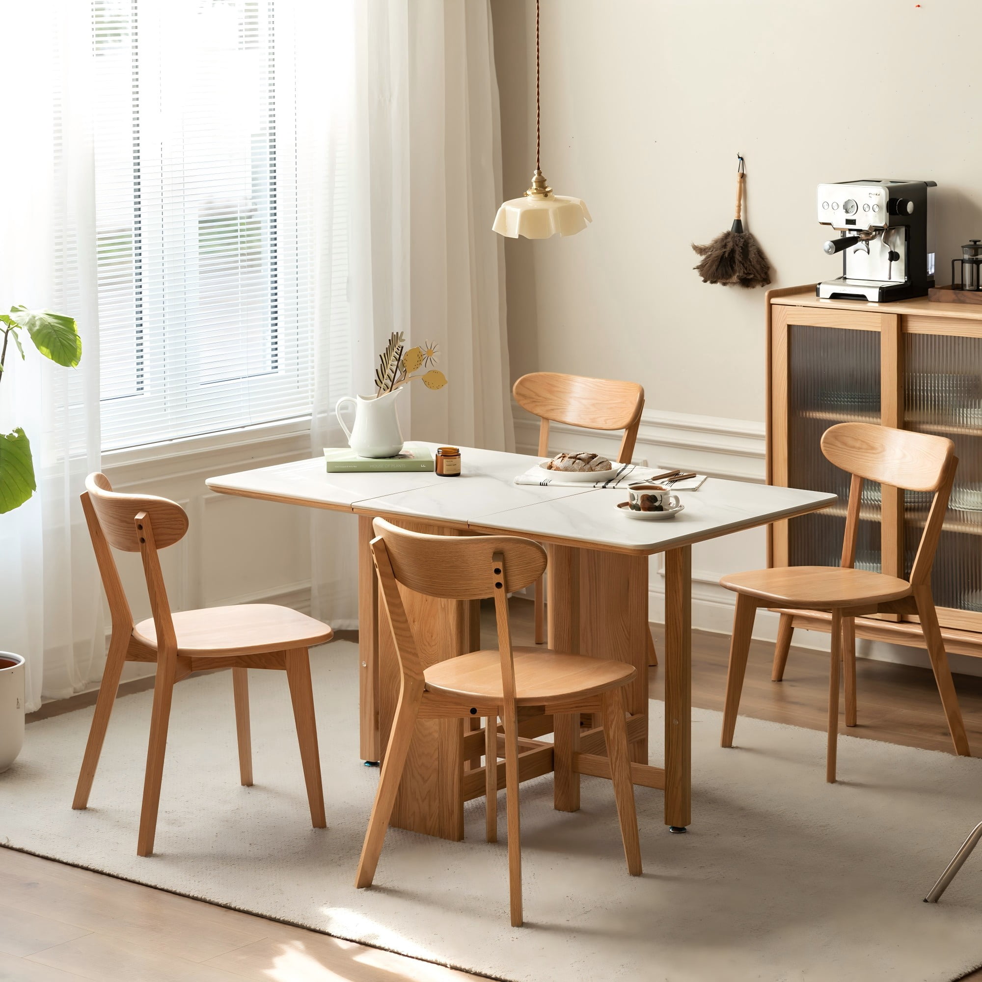 Aukfa Mid-Century Modern Dining Chairs Set of 4, Solid Oak Wood Side Chair for Kitchen, Dining Room, Dark Brown