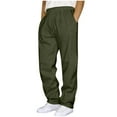 thumbnail image 2 of Qulqfy Men's Big and Tall Pants Green Baggy Stretch Cargo Pants Casual Elastic Waist Straight Leg Pants Pants for Men 4XL, 2 of 4