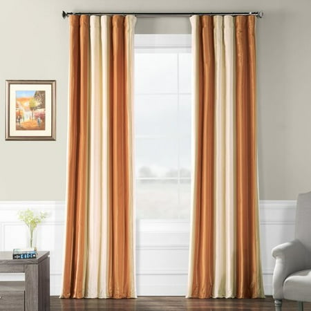 Fleur Stripe - Fleur De Lis Living Bog Water Luxury Faux Silk Stripe Thermal Single Curtain Panel