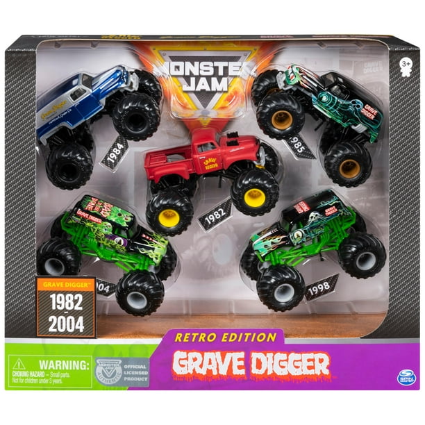 Set de regalo Toy Monster Truck Monster Jam Grave Digger, 5 piezas, 1:64