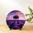 thumbnail image 6 of Daiia Lavender Field Sunset Printed Pattern Ceramic Plate Dinner Plates Bone China Decorative Plates with Display Stand Art Ceramic Ornaments for Wall Hanging Decoration-6in, 6 of 6