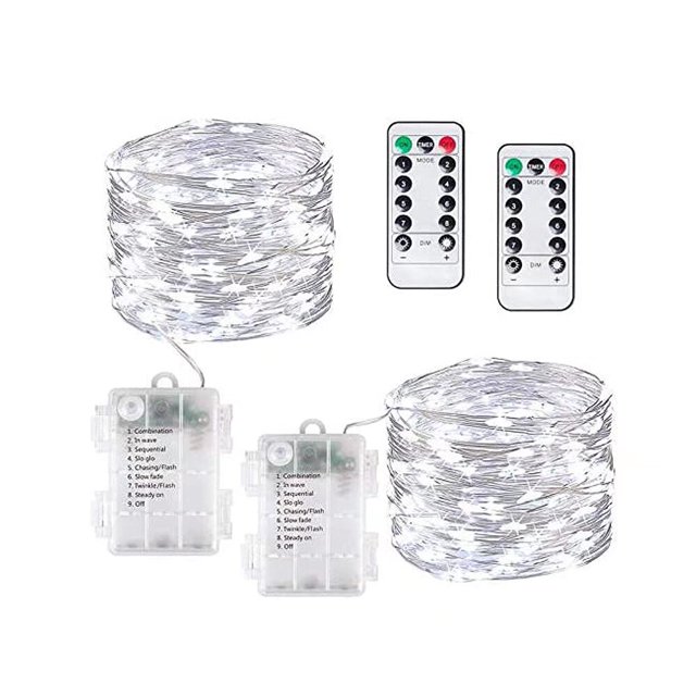 Guirnaldas de Luces, Juego de 5M 50LED Luces de Guirnaldas con Pilas, Luces de Cadena de Alambre de Cobre para Interiores y Exteriores, Decoración para Dormitorio, Jardín, Boda, Fiesta, Navi