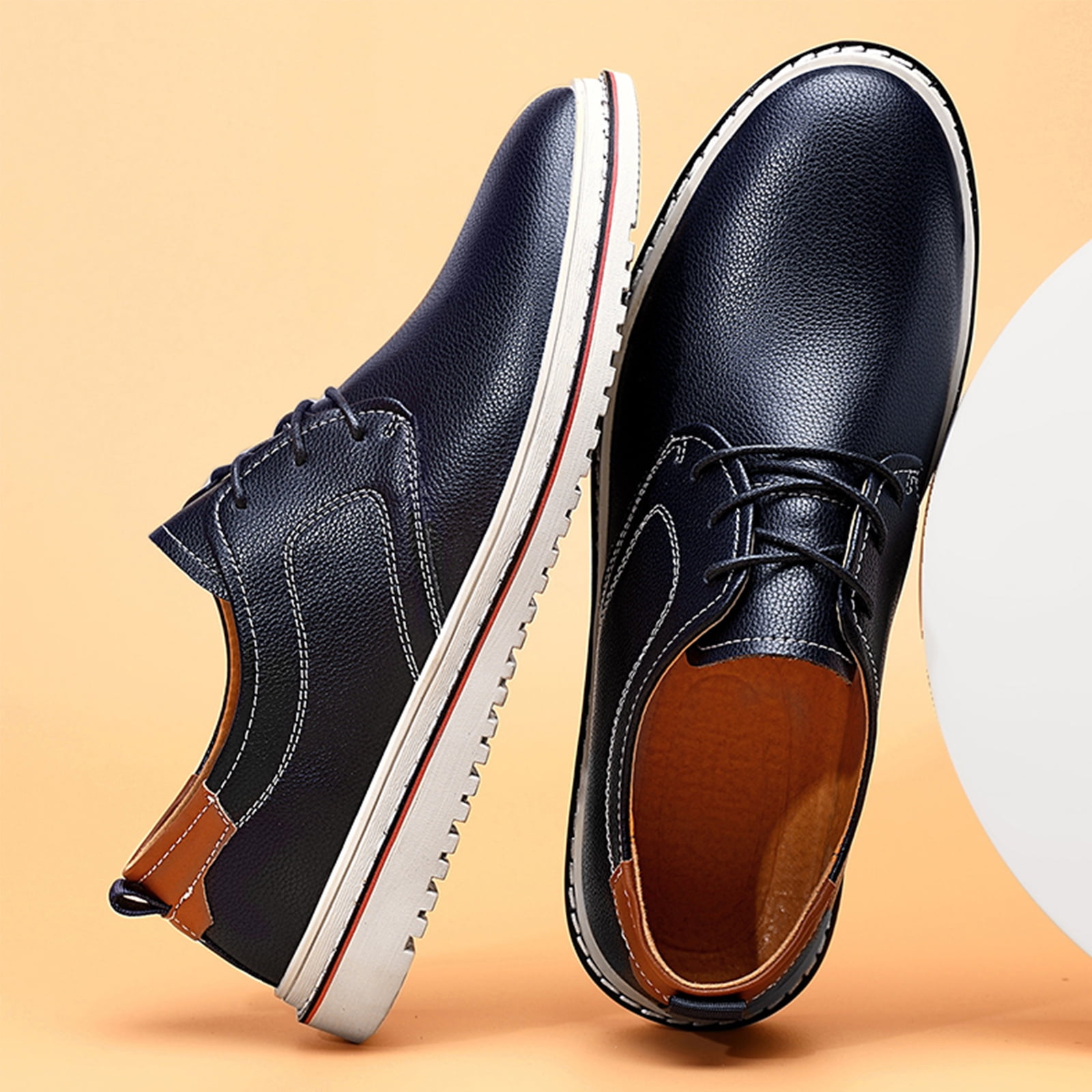 Entyinea Mens Oxford Dress Shoes Classic Lace-up Formal Oxford Breathable Dress Shoes Men Wedding Shoe Black 46