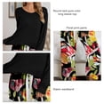 thumbnail image 5 of Women's Long Sleeve Loungewear Set - Round Neck, Casual, Machine Washable Pajama Set for Ladies, Black, Size L, 5 of 6