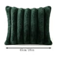 thumbnail image 3 of Dark Green Striped Plush Pillow Cover, 17.7 In Soft Faux Rabbit Fur Style Cushion Case for Sofa Couch Bed Bedroom Living Room Home Decor, 3 of 6