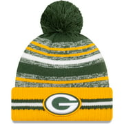 Men's New Era Green/Gold Green Bay Packers 2021 NFL Sideline Sport Official Pom Cuffed Knit Hat - OSFA