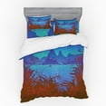 thumbnail image 2 of Landscape Duvet Cover Set, Cartoon Like Castle Island Mystic at Night Mountain Stars, Bedding Set with Shams and Fitted Sheet, 3 Sizes, by Ambesonne, 2 of 3
