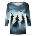thumbnail image 4 of Jsaierl Halloween Shirts for Women Plus Size Witch Graphic Tees Vintage Loose Fit Crewneck T-Shirts 3/4 Sleeve Holiday Blouse Tops Halloween Clothes,Sizes S-5XL, 4 of 5