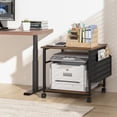thumbnail image 7 of Leyaoyao Large Printer Stand with Side Storage Shelf, Adult Printer Table for Home Office, Rolling Printer Cart Holder with Lockable Wheels, Brown, 7 of 7
