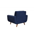 thumbnail image 3 of 41" Accent Chair, Modern Linen Fabric Armchair with Tufted Backrest and Solid Wood Legs, Upholstered Comfy Leisure Chair Club Chair with Thicken Armrest for Living Room, Dark Blue, 3 of 8