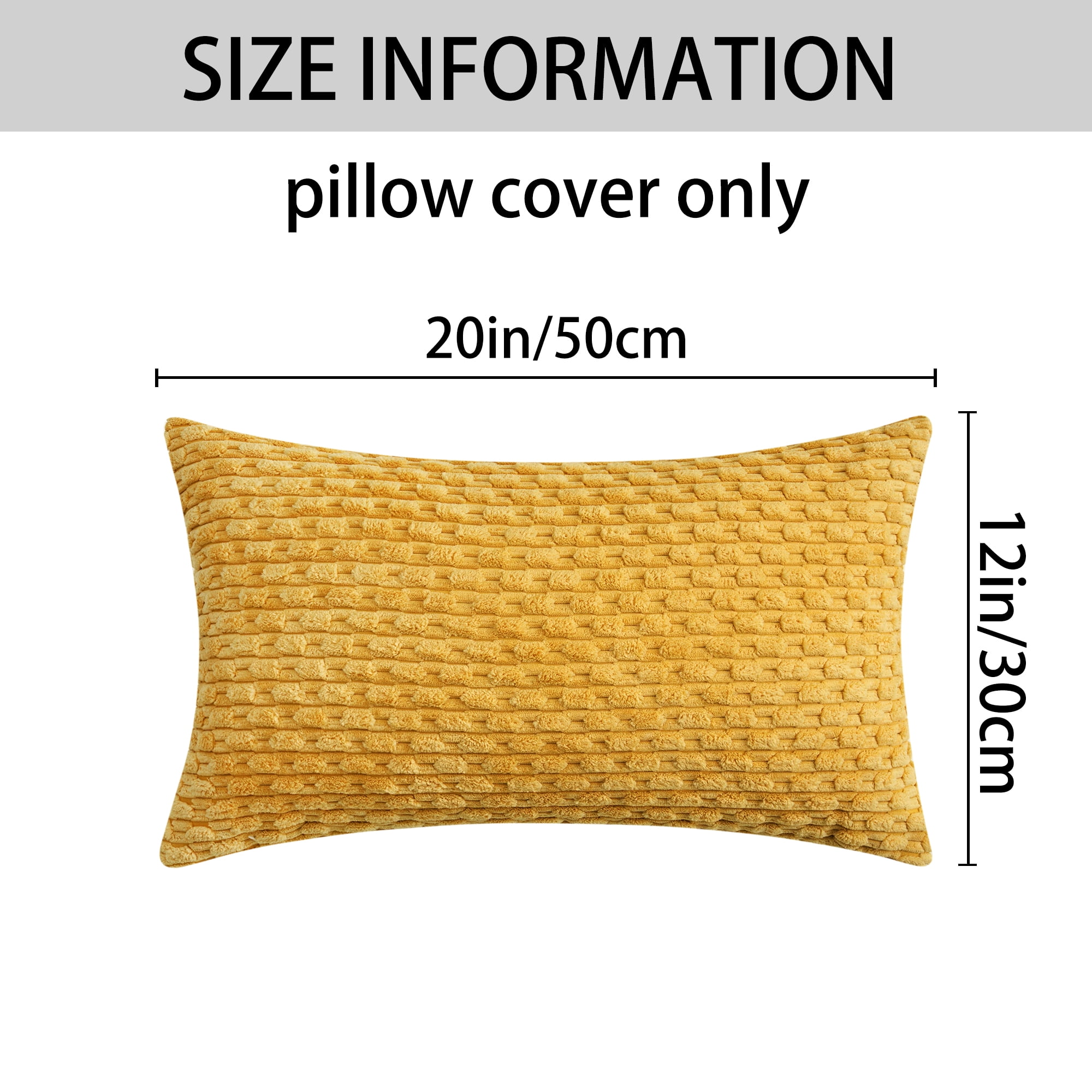 Unique Bargains 2Pcs Decorative Throw Pillow Covers for Sofa Yellow 12" x 20"