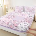 thumbnail image 3 of Manfei Cute Butterflies Twin Sheet Sets,Flying Animal Twin Fitted Sheet,Purple White Checkered Flat Sheet For Girls Kids,Super Cozy Room Decor,3-Piece, 3 of 7