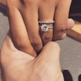 thumbnail image 3 of PERITANG 2pcs His and Hers Wedding Ring Sets Couples Engagement Rings Women and Men 925 Sterling Silver AAA Cubic Zirconia Simple Love Personality Ring Set, 3 of 8