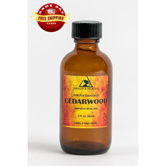 CEDARWOOD ESSENTIAL OIL ORGANIC AROMATHERAPY PURE GLASS BOTTLE 2 OZ, 59 ml