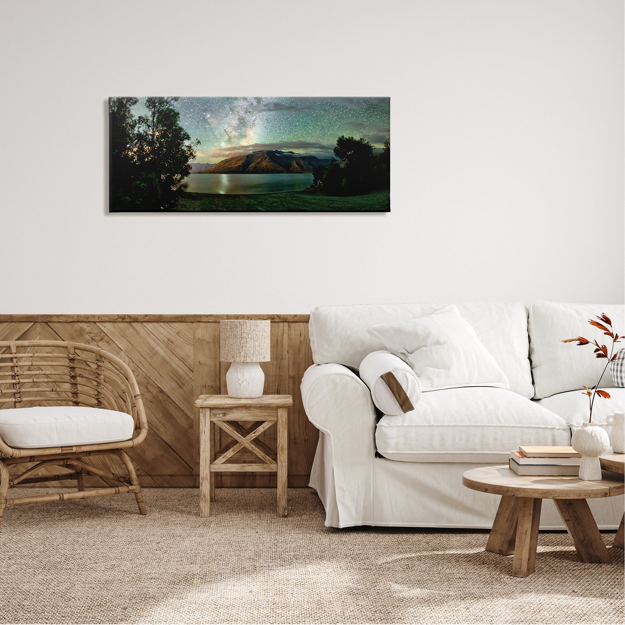 Stupell Industries Starry Night Sky Landscape Nature Photography Gallery Wrapped Canvas Print Wall Art, 48 x 20