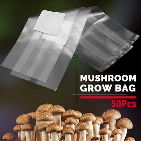 50PCS Transparent Mushroom Substrate Grow Bags High Temp Pre Sealable 180x350x0.06mm