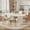 Beige, variant on Katboc 63in Dining Table with 4 Upholstered Chairs, Modern 4-8 Person Kitchen Set, Thick Wave Legs and Farmhouse Design for Home Dining Room, Cream and Beige