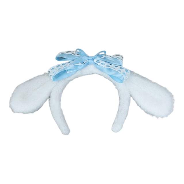 Doll Set Cartoon Plush Stuffed Figure Cotton Filling Dress Cotton Rabbit Ear High Elastic Toy Flower Print Clothes Fans Collection Gift Headband