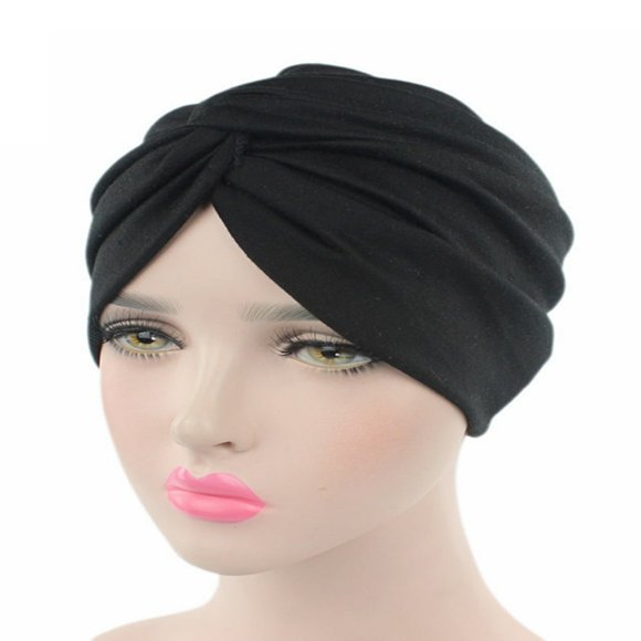 HLONKStretchy Turban Cap Head Wrap Band Women‘s Hairband Sleep Hat Indian Scarf Hats