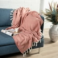 thumbnail image 3 of Ox Bay Cinnamon Orange/ Cream Herringbone Turkish Organic Cotton Throw Blanket, 50" x 60", 3 of 10