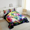 thumbnail image 3 of Castle Fairy Female Men Women Gradient Unicorn Full Size Comforter Sets 3-Piece,Flower Butterflies Bedding Comforter Set,Spring Garden Lightweight Bedding Sets,Super Cozy Room Decor,Reversible, 3 of 8