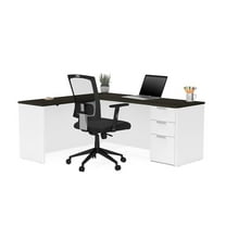 Bestar Pro Concept Plus L Desk in White and Deep Gray