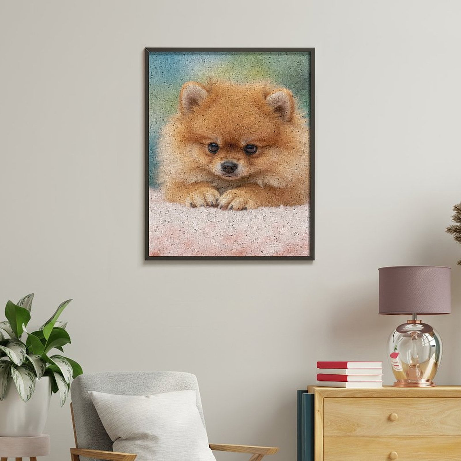 Paint by Numbers Kit for Adults, Pomeranian Puppy Adorable Paint by Numbers, Easy Paint by Numbers Kit for Adults Beginner, DIY Adult Paint by Number Kits on Canvas, Home Decor