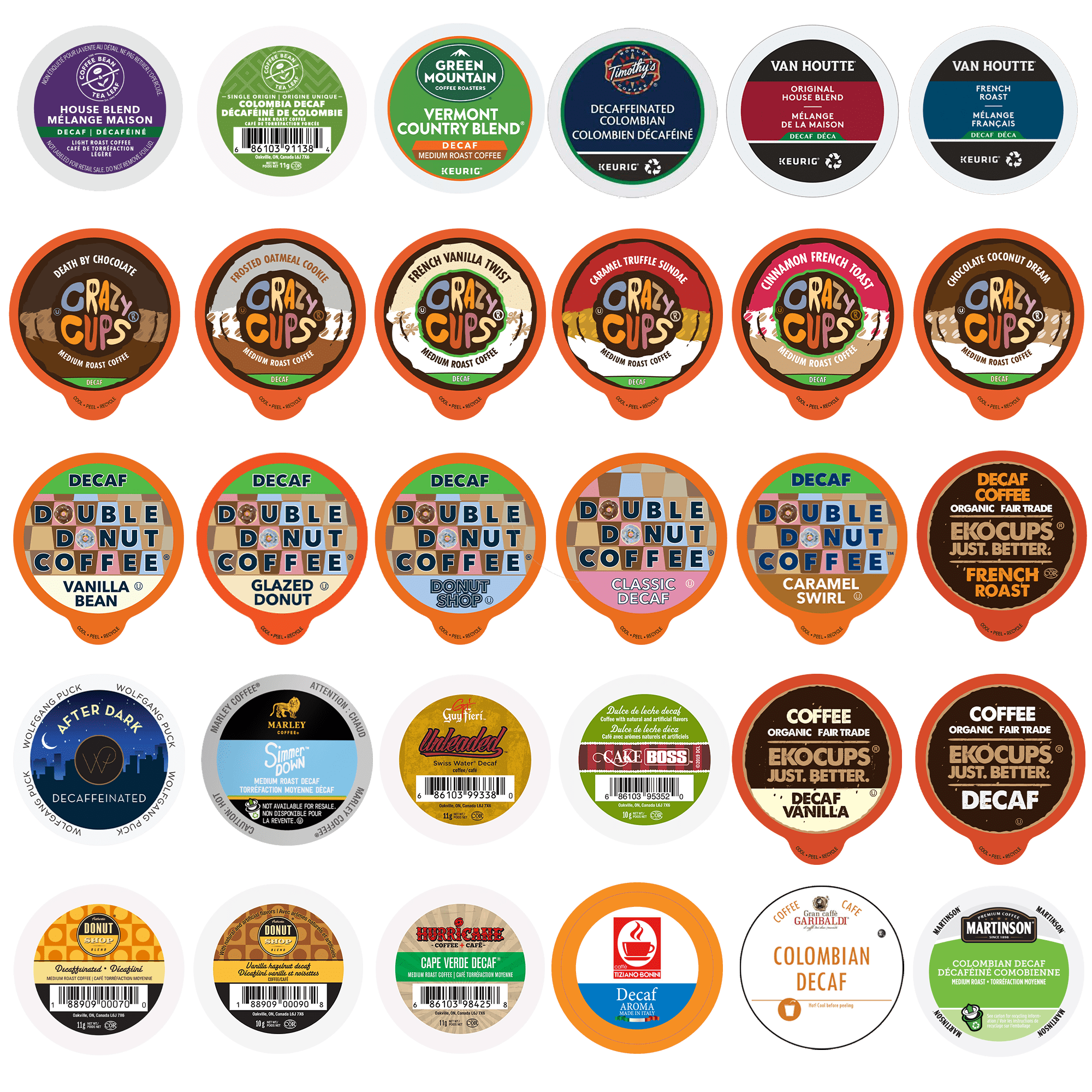 Perfect sampler variety Pack Decaf Coffee Single Serve Cups for Keurig