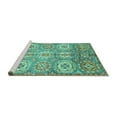 thumbnail image 2 of Ahgly Company Machine Washable Indoor Square Abstract Turquoise Blue Modern Area Rugs, 7' Square, 2 of 4
