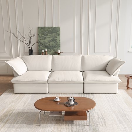 LovingAHome Minimalist Modular Sectional Deep Sofa Couches,120.45" Convertible Couches 3 Seater Sofa for Living Room, Sofa Covers Washable&Replaceable