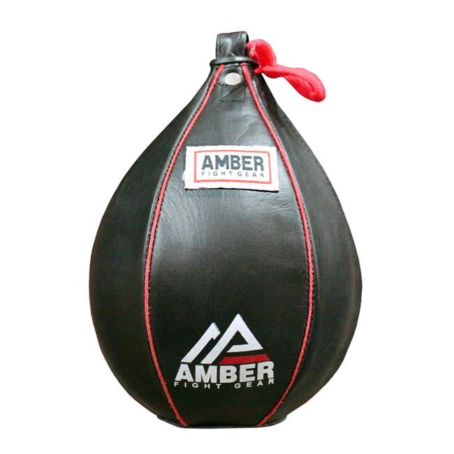 Amber Fight Gear Genuine Leather Speed Bag Heavy Duty Leather Hanging Punch Ball for MMA Muay Thai Training Punching Dodge Striking Bag Reflex Boxing Ball in Various Sizes