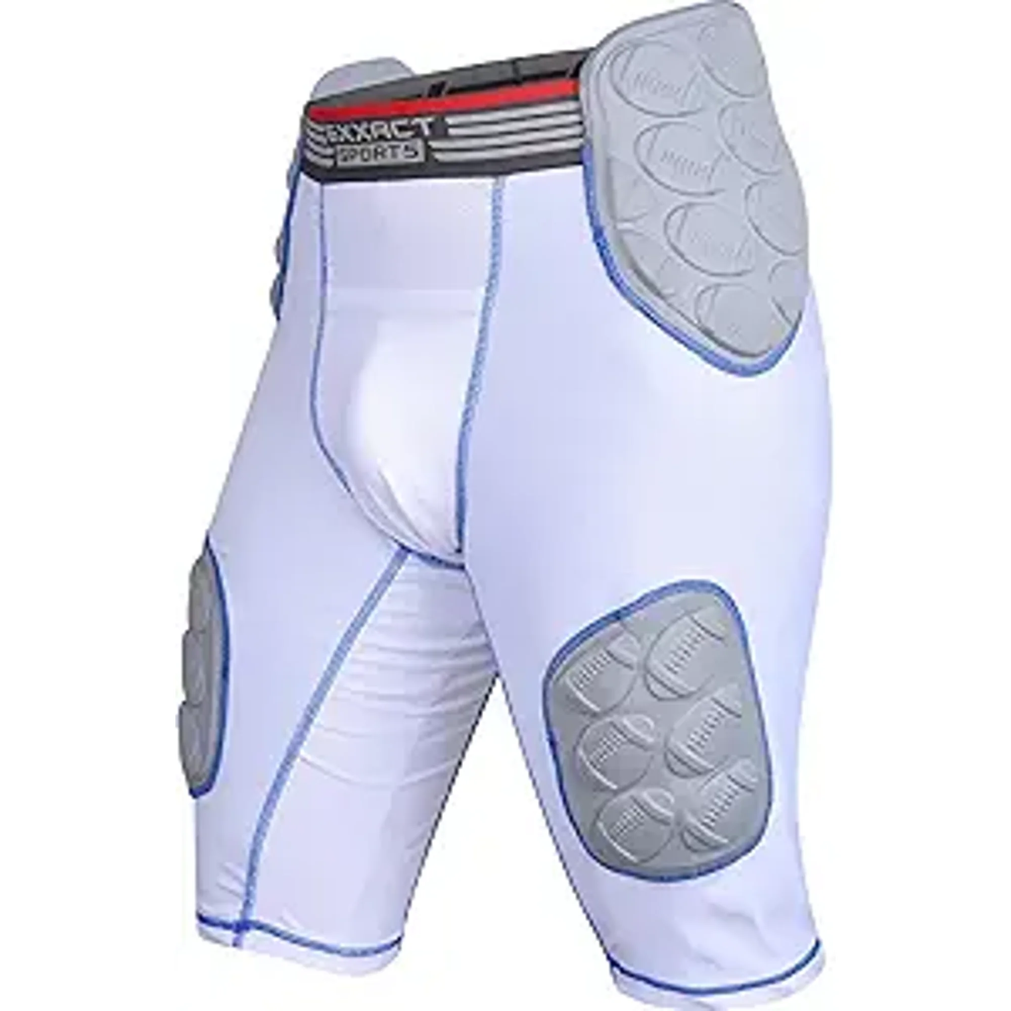Exxact Sports Touchdown 5-Pad Adult Football Girdle for Men - Football Padded Girdle with Cup Pocket, Mens Girdle Pants (AS, White)