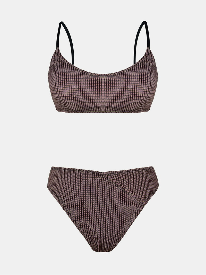 Cupshe Women's Rib Mineral Wash Scoop Neck Top & Hipster