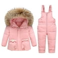 thumbnail image 2 of Swuxness Toddler Thickened Warm Sets, Kids Winter Sets, Boys Girls Fashion Solid Color Down Jackets Keep Thickening Warm Outdoor Coat Jumpsuit Glove Set Pink, 2 Years, 2 of 4