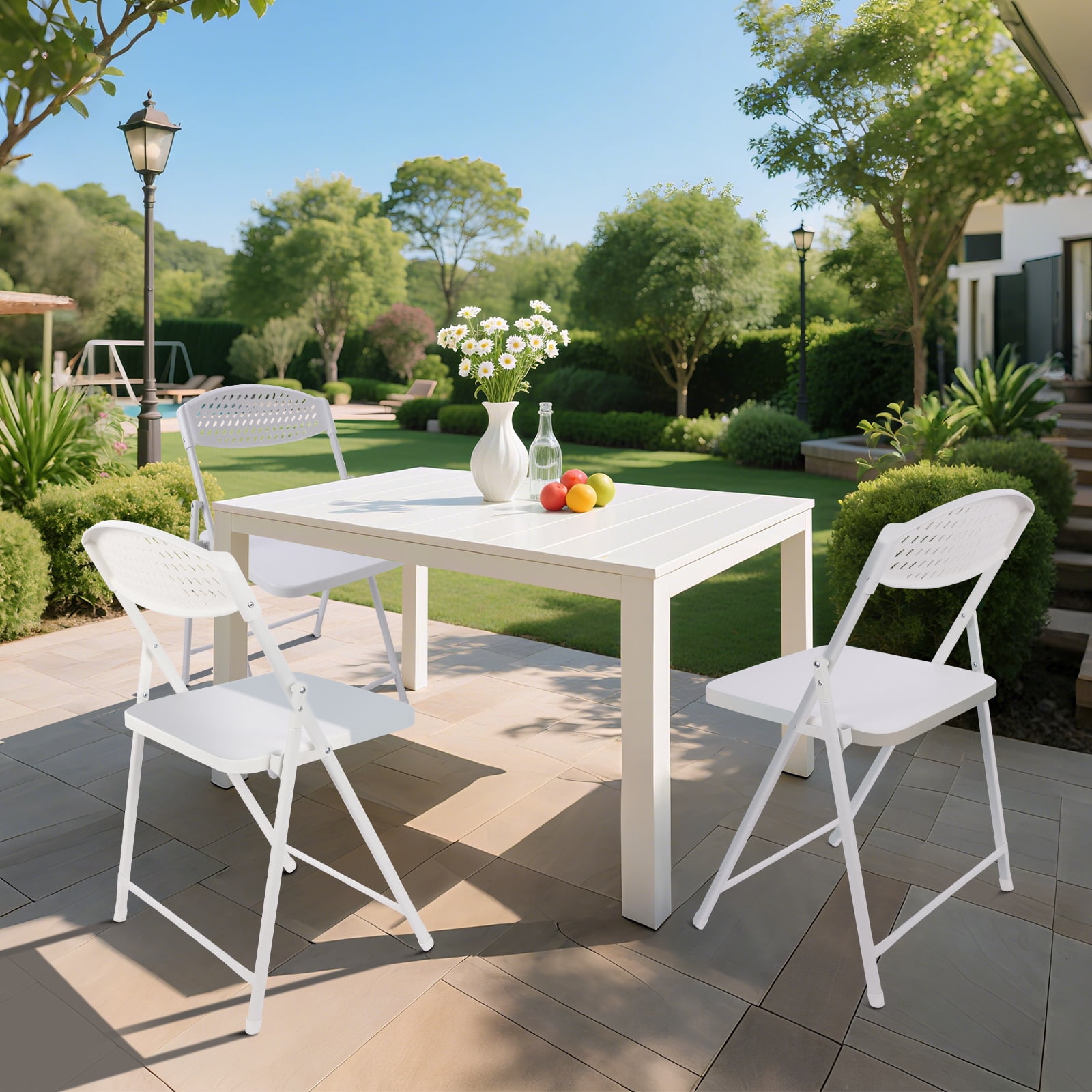 (2 pack) Mainstays Resin Light-Weight Folding Chairs, White (Set of 4)
