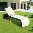thumbnail image 1 of Gymax Chaise Longue Inclinable en Rotin Réglable avec Coussin pour Terrasse Extérieure, 1 of 10