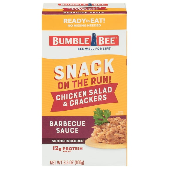 Bumble Bee Snack on The Run Barbecue Flavored Chicken Salad and Crackers Kit, Ready to Eat, Shelf Stable Box, 3.5 oz