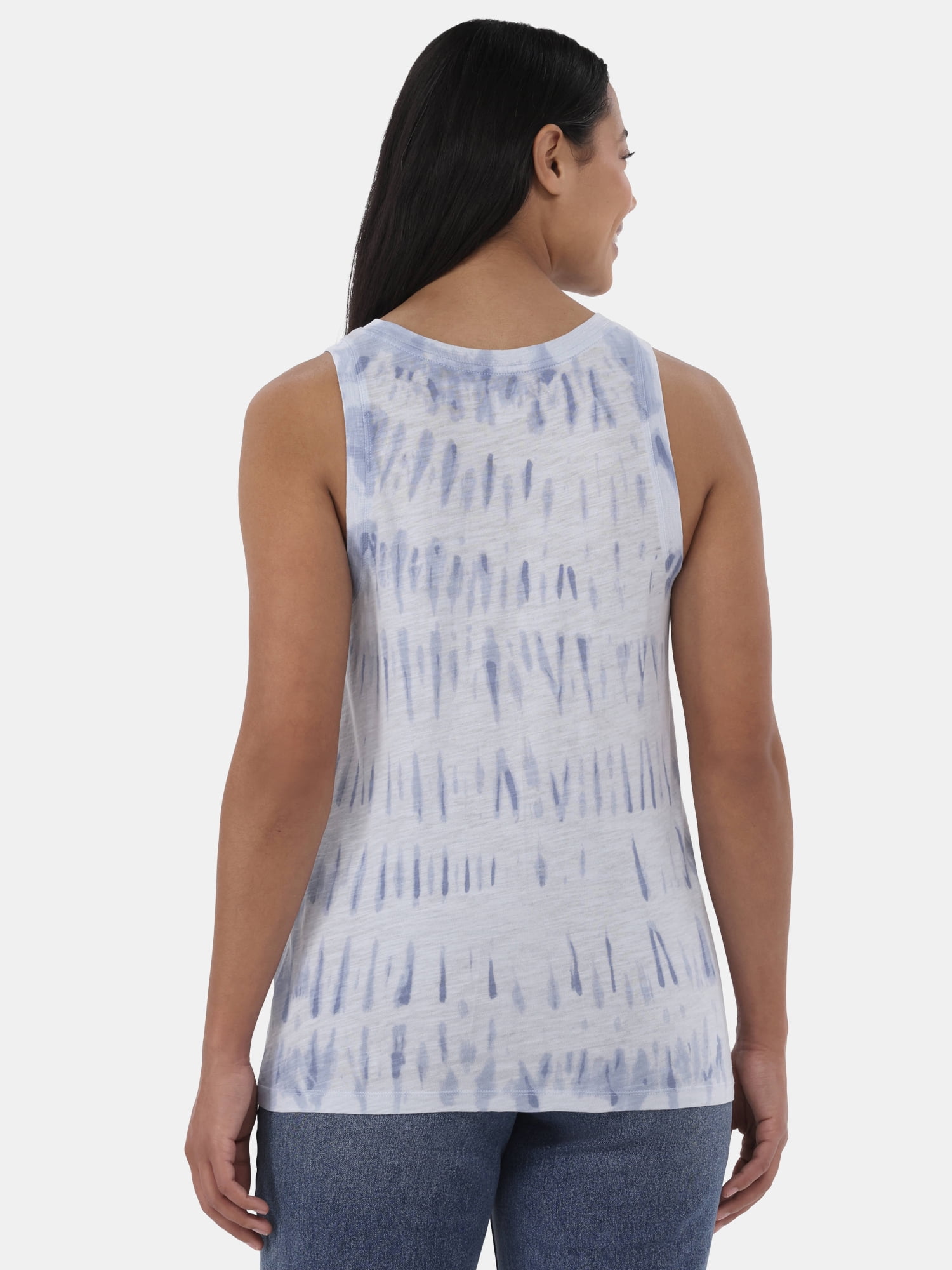 Time and Tru Women's Tie Dye Cotton Tank Top with High Neck, Sizes XS-XXXL