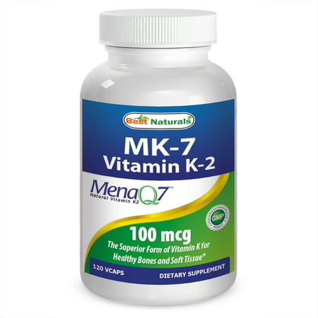 Best Naturals MK-7 Vitamin K2 100 mcg 120 Vcaps (Best Form Of Vitamin K)