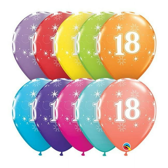 11 inch Qualatex 18-A-Round (6 Pk) Latex Balloons (6 Pack) - Party Supplies Decorations