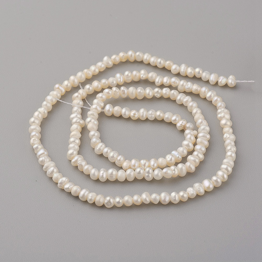 1strand Natural Cultured Freshwater Pearl Beads Strands Potato White 3~3.5x2.3~2.6mm Hole: 0.5mm about 142~150pcs/strand 14.5 inch(37cm)