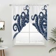 thumbnail image 2 of Swag Valance Curtains for Windows, Navy Blue Octopus Light Filtering Kitchen Curtains with Rod Pocket, Coastal Ocean Animals Nautical Window Treatment Valances for Living Room, 36x36 - 2 PCS, 2 of 9