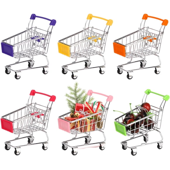 Mini carrito de compras Dicunoy, 6 colores, metal, juego de 10 x 8 x 13 cm